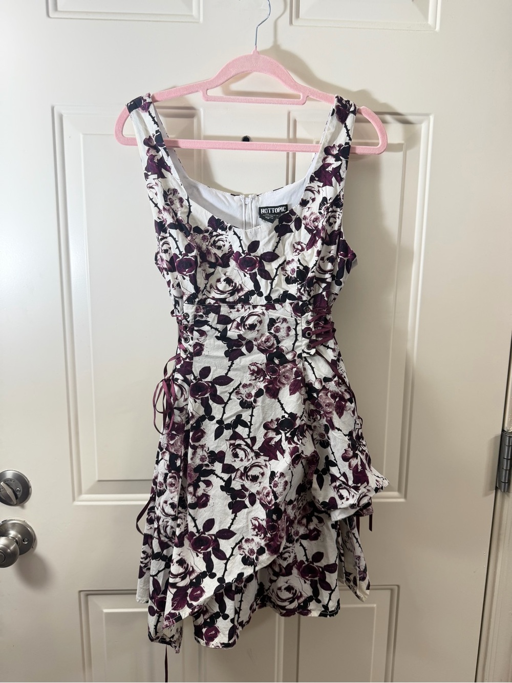 Hot Topic Floral Corset Lace Up Dress Women’s Size Medium Goth 0190